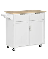 Homcom 41" Kitchen Storage Utility Island w/ Wheels, Drawers & Towel Rack,