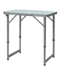 Outsunny 24" Aluminum Lightweight Portable Folding Easy Clean Camping Table with Carrying Handle & Height Adjustability