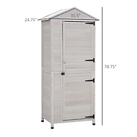 Outsunny 36" x 25" x 79" Wooden Outdoor Tool Cabinet with Tin Roof