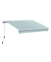 Outsunny 12' x 10' Outdoor Patio Manual Retractable Exterior Window Awning