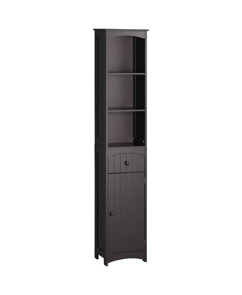 Homcom Bathroom Storage Cabinet Tall Free Sding Linen Tower w/ 3-Tier Shelf