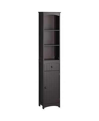 Homcom Bathroom Storage Cabinet Tall Free Sding Linen Tower w/ 3-Tier Shelf