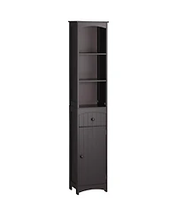 Homcom Bathroom Storage Cabinet Tall Free Sding Linen Tower w/ 3-Tier Shelf