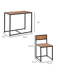 Homcom 3-piece Bar Table Set 2 Stools Industrial Counter Height Dining Kitchen