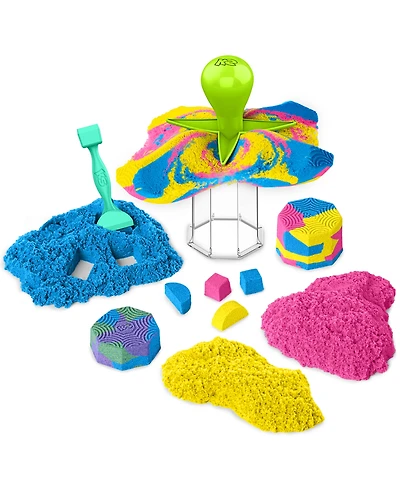 Kinetic Sand Squish N Create with Blue, Yellow, and Pink Play Sand