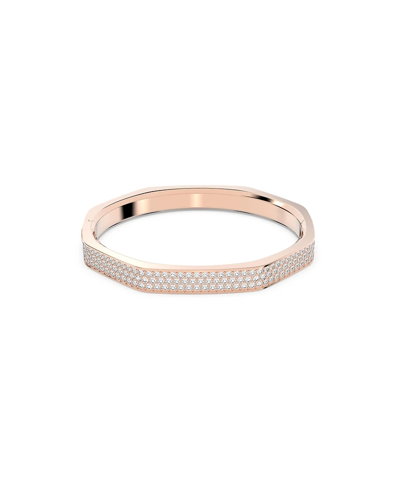Swarovski Crystal Dextera Bangle Octagon Shape Pave Medium White Rose Gold-Tone Plated