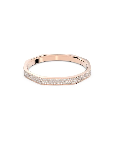 Swarovski Crystal Dextera Bangle Octagon Shape Pave Medium White Rose Gold-Tone Plated
