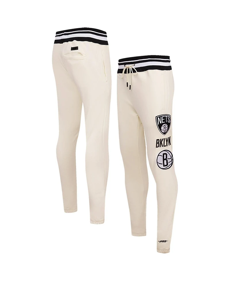 Men's Pro Standard Cream Brooklyn Nets Retro Classic Fleece Sweatpants