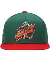 Men's Mitchell & Ness Green, Red Seattle SuperSonics Hardwood Classics Snapback Hat