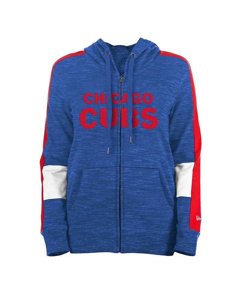 Women's New Era Royal Chicago Cubs Colorblock Full-Zip Hoodie