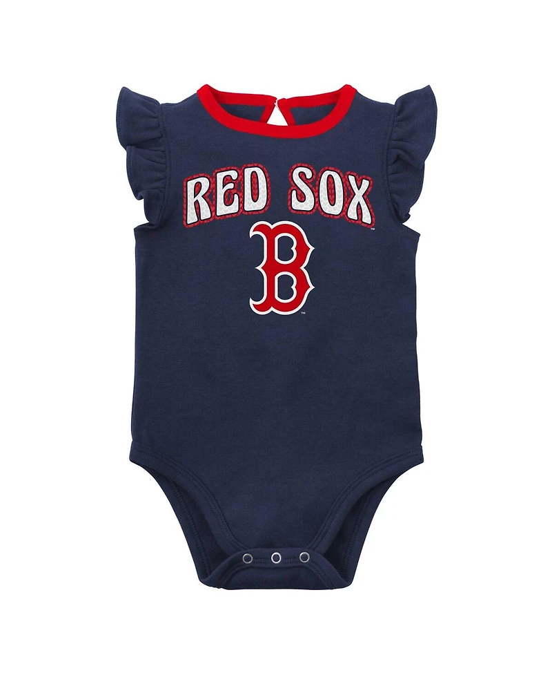 Newborn and Infant Boys Girls Navy, Heather Gray Boston Red Sox Little Fan Two-Pack Bodysuit Set