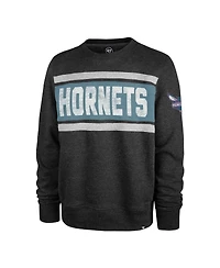 Men's '47 Brand Heather Black Charlotte Hornets Tribeca Emerson Pullover Sweatshirt