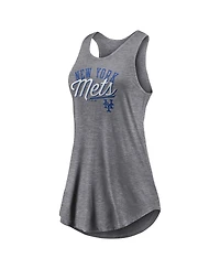 Women's Fanatics Heather Gray New York Mets Simplicity Swing Racerback Scoop Neck Tank Top