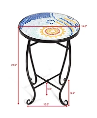 Costway Outdoor Indoor Accent Table Plant Stand Cobalt