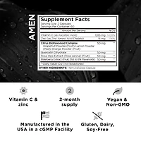 Amen Vitamin C+ Supplement with Zinc, Bioflavonoids, Quercetin, Rose Hips, Elderberry, Non-gmo, 2 Months Supply - 120 Capsules