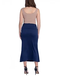 24Seven Comfort Apparel Women's Foldable Waistband Relaxing to Wear Skirt