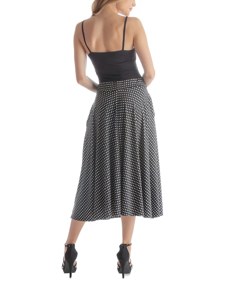 24seven Comfort Apparel Women's Pleated Pocket Midi Skirt