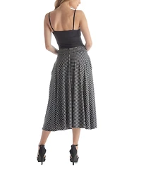 24seven Comfort Apparel Women's Pleated Pocket Midi Skirt