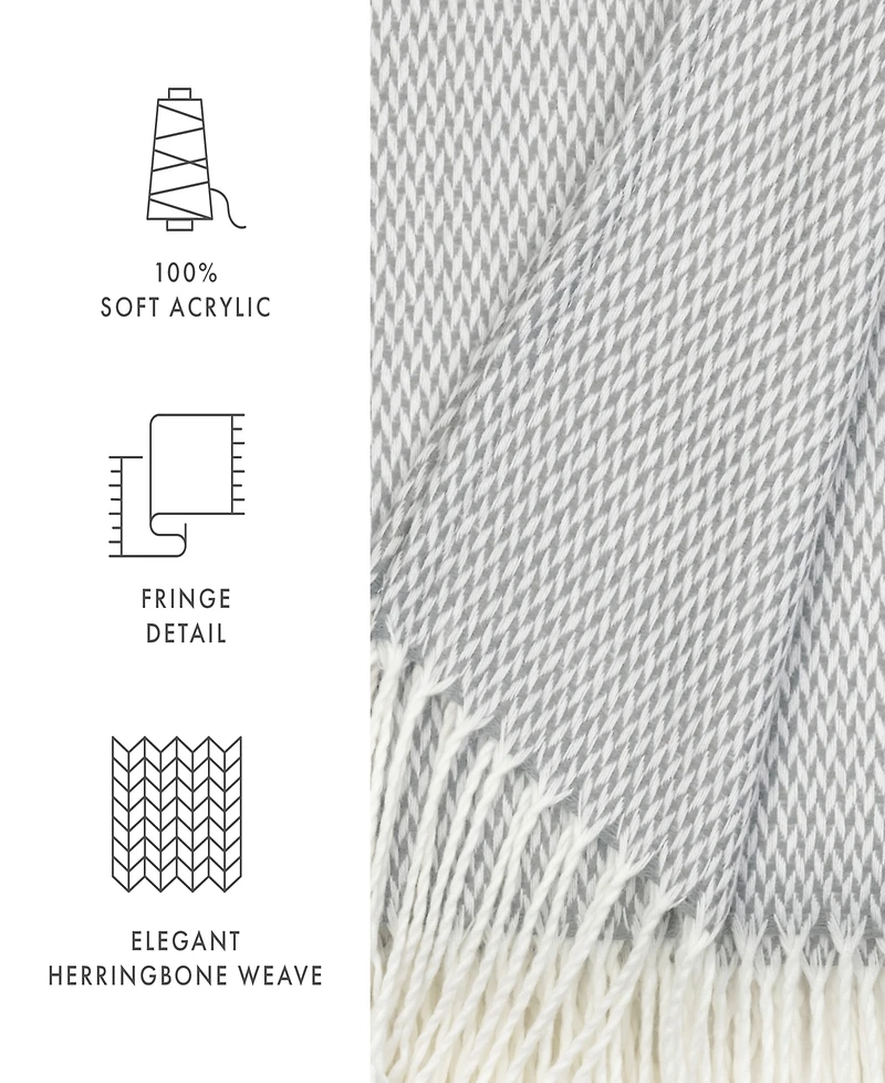ienjoy Home Herringbone Fringed Throw, 60" x 50"