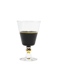 Black Water Glasses with Trim and Stem, Set of 6