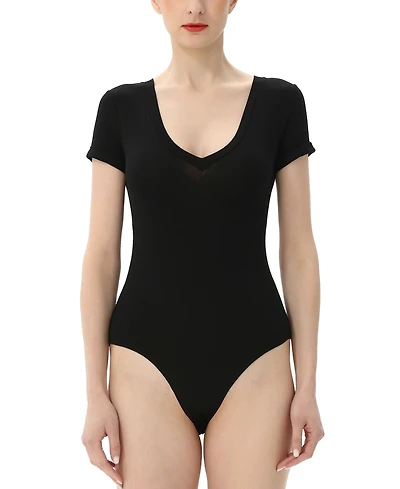 kimi + kai Women's V-neck Basic Bodysuit Top