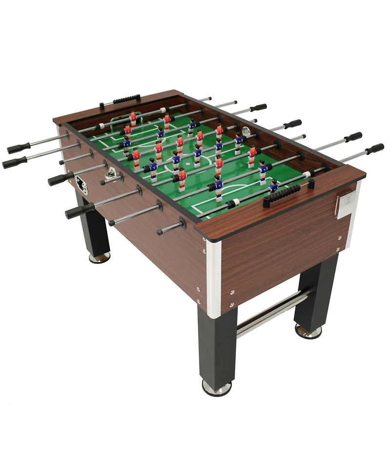 Indoor Classic Faux Wood Foosball Soccer Game Table with Manual Scorers and Folding Drink Holders - 5'