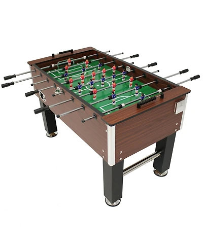 Indoor Classic Faux Wood Foosball Soccer Game Table with Manual Scorers and Folding Drink Holders - 5'