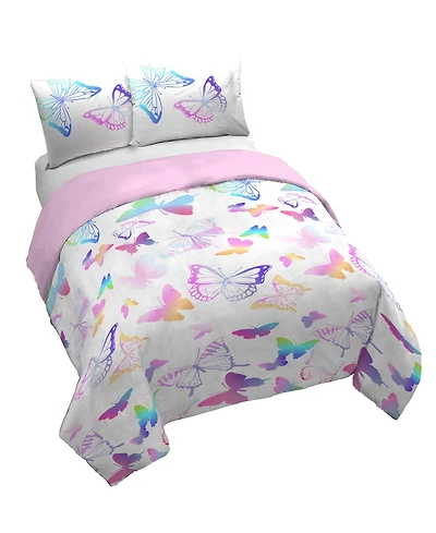 Saturday Park Ombre Butterflies 100% Organic Cotton Full/Queen Duvet Cover & Sham Set