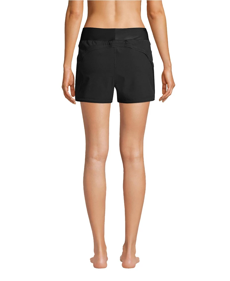 Lands' End Women's 3" Quick Dry Elastic Waist Board Shorts Swim Cover-up with Panty