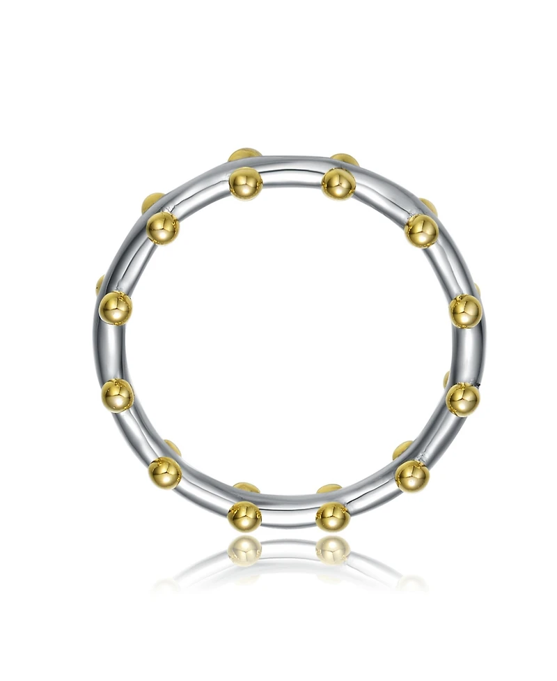 Ra White Gold Plated and 14K Bead Band Ring