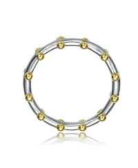 Ra White Gold Plated and 14K Bead Band Ring