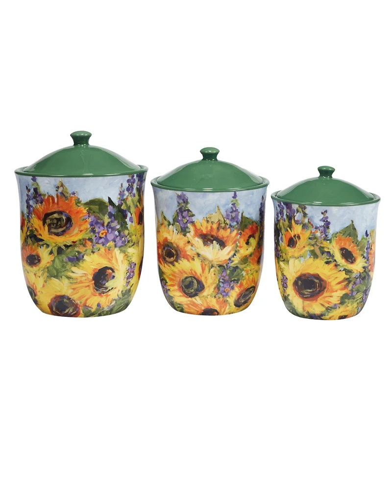 Certified International Sunflower Bouquet Canister Set 3-Pc