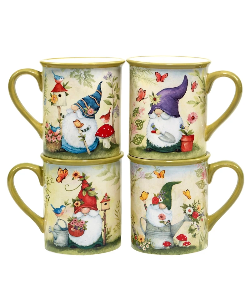 Certified International Garden Gnomes Set of 4 Mug 14 oz.