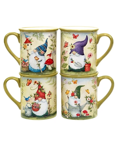 Certified International Garden Gnomes Set of 4 Mug 14 oz.