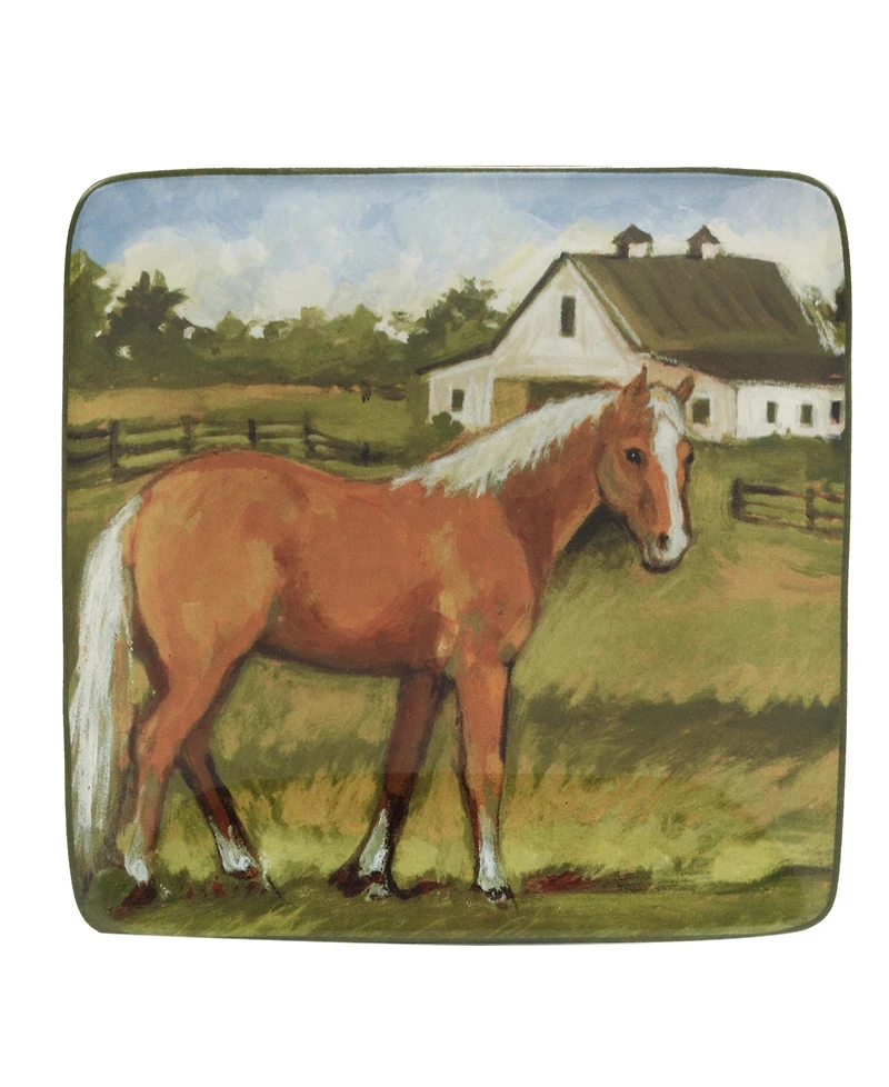 Certified International York Stables Set of 4 Canape Plates 6"