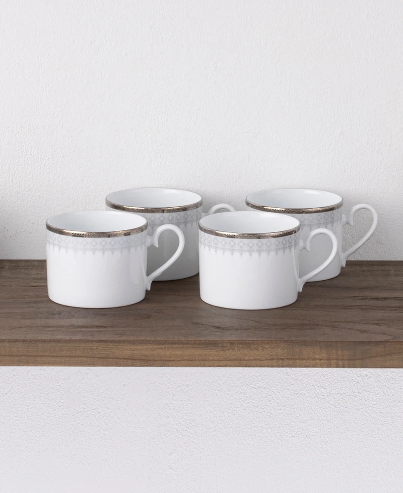 Noritake Silver Colonnade 4 Piece Cup Set, Service for 4
