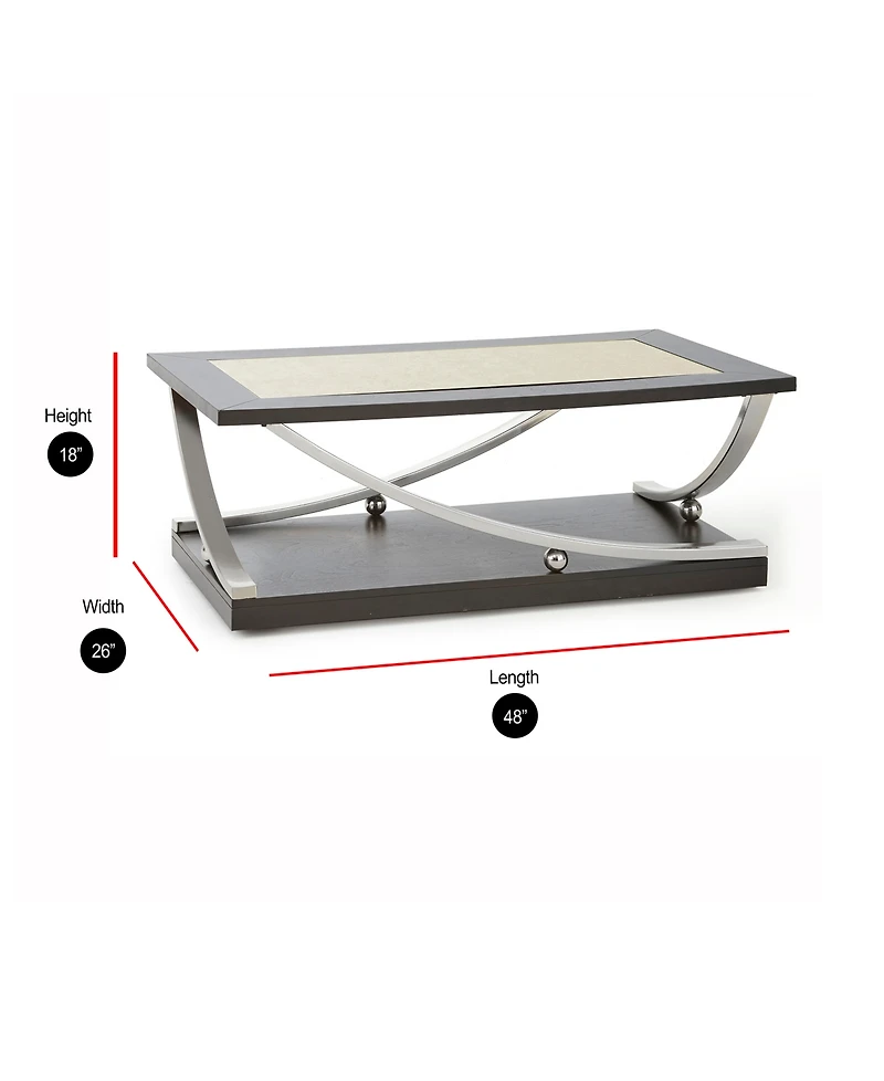 Steve Silver Ramsey 48" Wood and Metal Cocktail Table with Casters