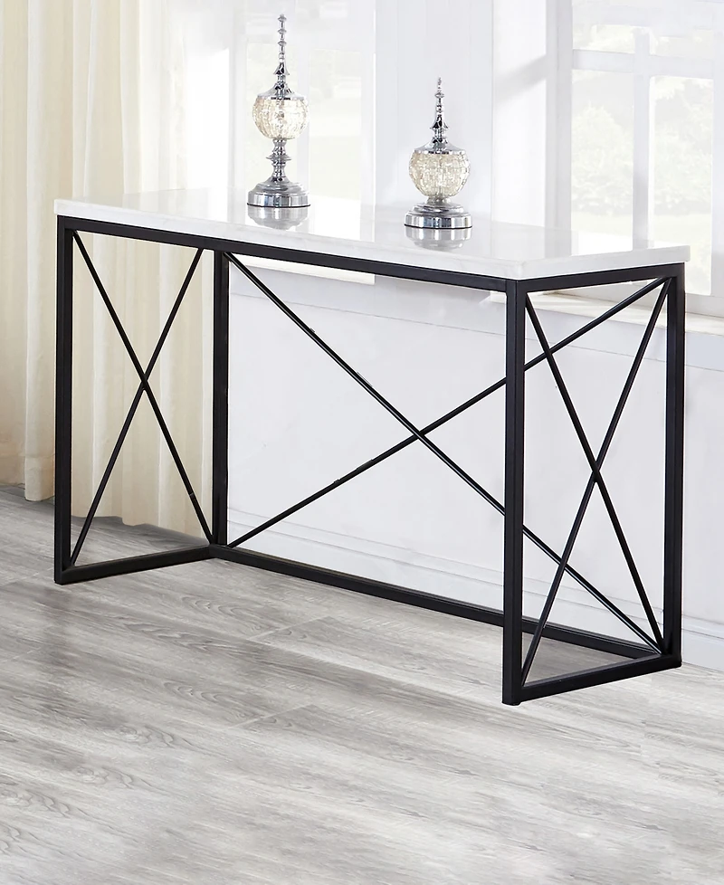 Steve Silver Skyler 48" Rectangular Marble and Metal Sofa Table