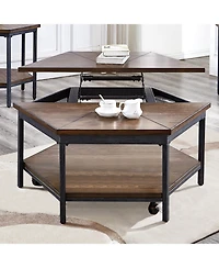 Steve Silver Ultimo 36" Hexagonal Wood and Iron Lift-Top Cocktail