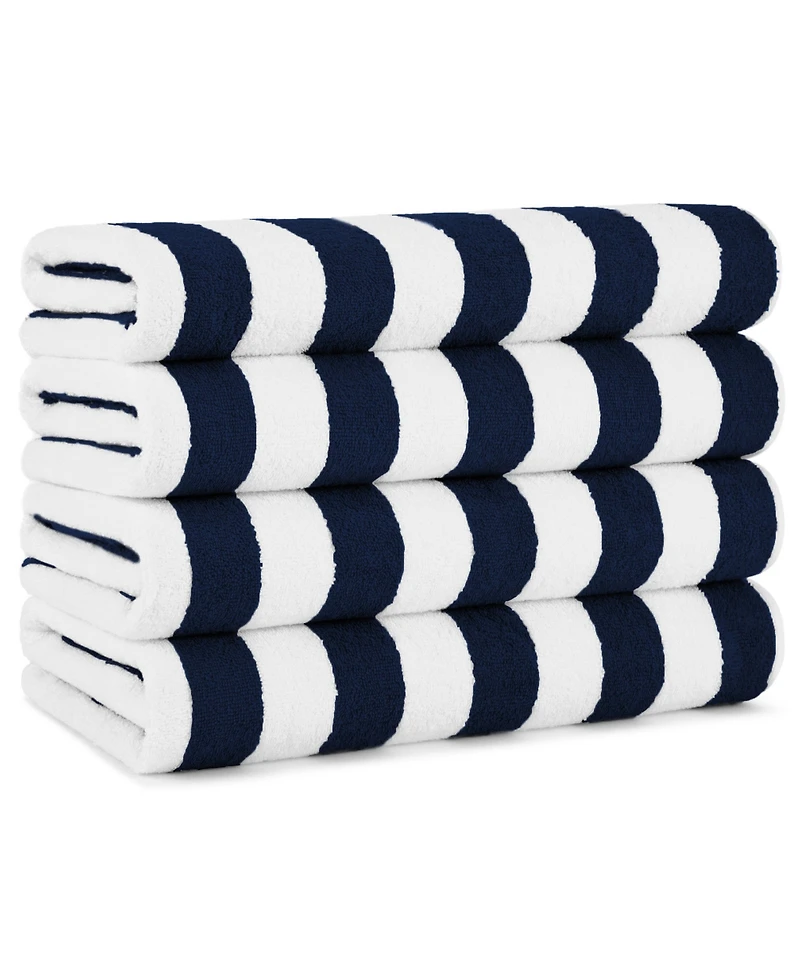 California Cabana Beach Towel (4 Pack, 30x70 in.), Striped, Soft Ringspun Cotton, Oversized Pool