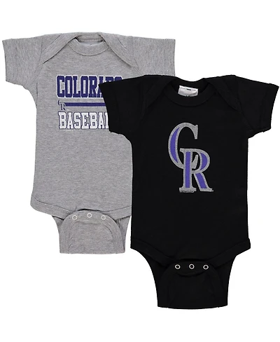 Newborn and Infant Boys Girls Soft As A Grape Black, Gray Colorado Rockies 2-Piece Body Suit