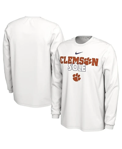 Men's Nike White Clemson Tigers On Court Long Sleeve T-shirt