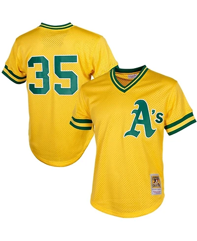 Men's Mitchell & Ness Rickey Henderson Yellow Oakland Athletics Cooperstown Mesh Batting Practice Jersey