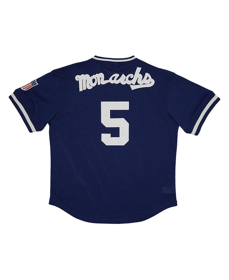 Men's Rings & Crwns #5 Navy Kansas City Monarchs Mesh Replica V-Neck Jersey