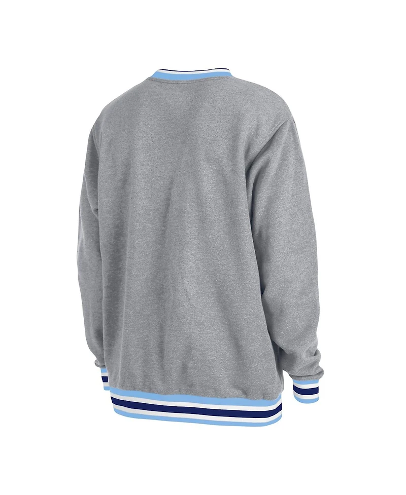 Men's New Era Heather Gray Atlanta Braves Throwback Classic Pullover Sweatshirt