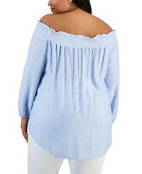 Tommy Hilfiger Plus Printed Off-the-Shoulder Top, Created for Macy's