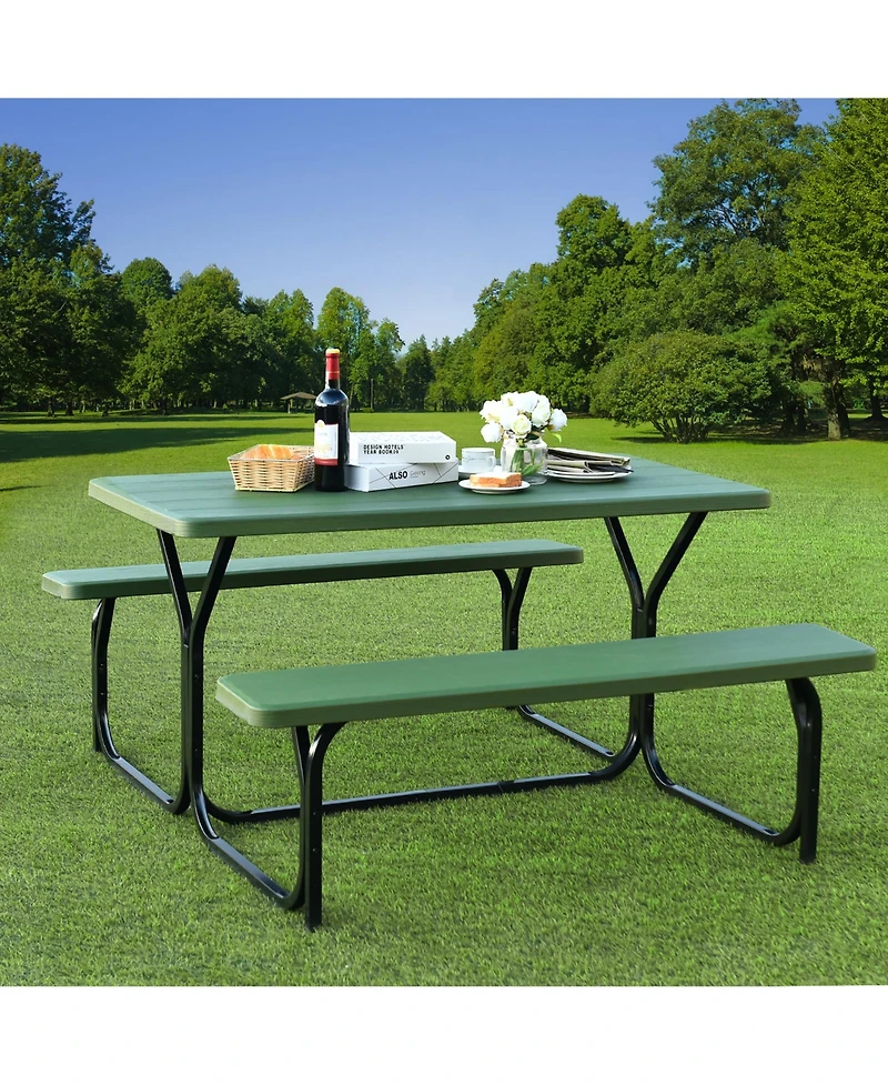 Picnic Table Bench Set Outdoor Backyard Garden Party Dining All Weather