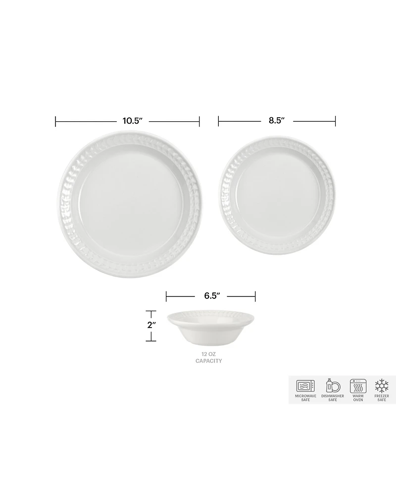 Portmeirion Botanic Garden Harmony White 12 Piece Dinnerware Set, Service for 4