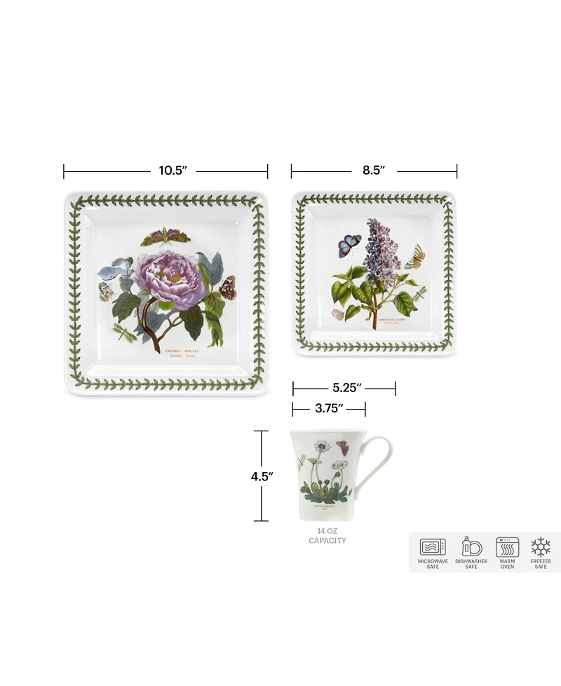 Portmeirion Botanic Garden Square 12 Pc. Dinnerware Set, Service for 4