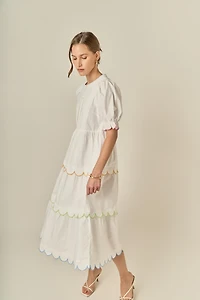 English Factory Women's Contrast Scallop Edge Midi Dress